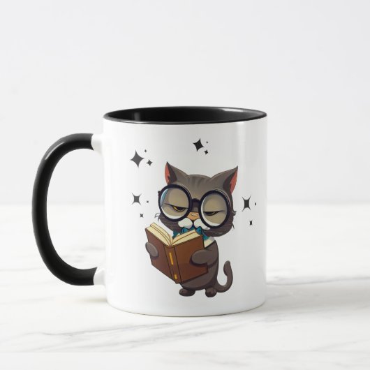 Cool Cats Dragen Bril Lees boeken Mok (Links)