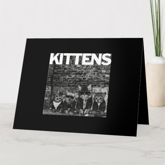 Cool Cats Kittens Meow Punk Rock Band Funny Cat Lo Kaart (Voorkant)