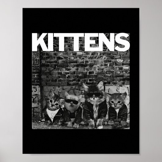 Cool Cats Kittens Meow Punk Rock Band Funny Cat Lo Poster (Voorkant)