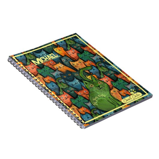 Cool Cats Kleurrijk Patroon Notitieboek (Rechterzijde)