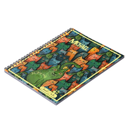 Cool Cats Kleurrijk Patroon Notitieboek (Linkerzijde)