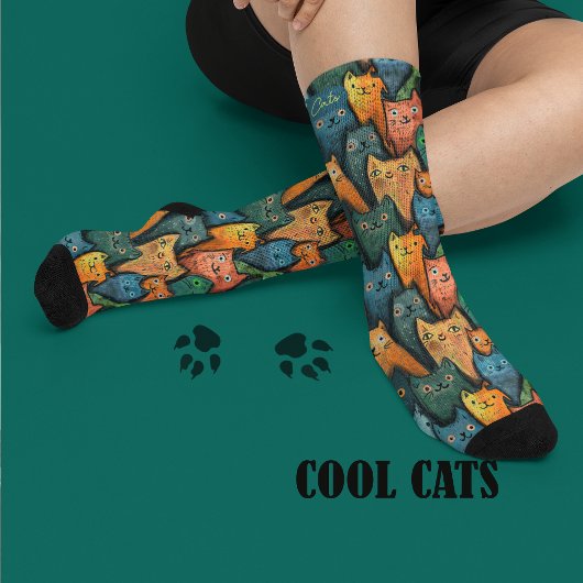 Cool Cats Kleurrijke Waterverf Sokken