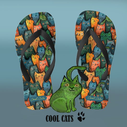 Cool Cats Kleurrijke Waterverf Teenslippers