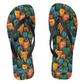 Cool Cats Kleurrijke Waterverf Teenslippers (Voetbed)