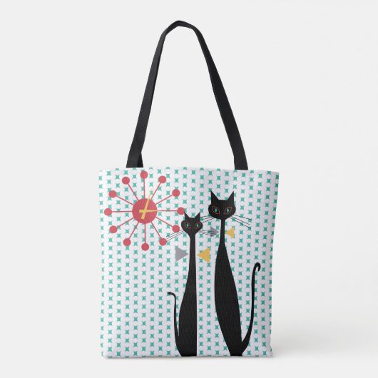 Cool Cats mid Century Modern Atomic Era MCM Tote Bag (Achterkant)