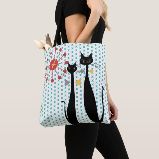 Cool Cats mid Century Modern Atomic Era MCM Tote Bag (Dichtbij)