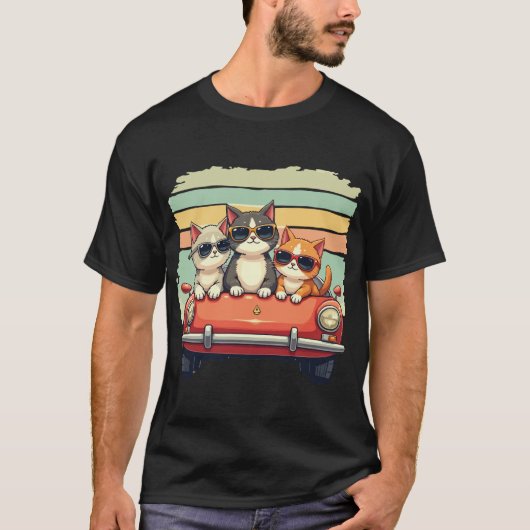 Cool Cats On The Go: Retro Vibes In Stijl T-shirt (Voorkant)