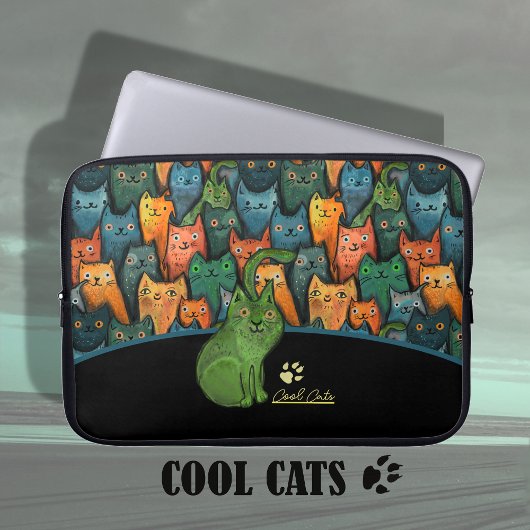 Cool Cats Pattern Laptop Notitieboek Bag Hoesje Sleeve