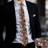 Cool Cats Seamless Pattern Stropdas - Roze & Groen