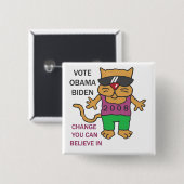 COOL CATS STEMMEN OBAMA VIERKANTE BUTTON 5,1 CM (Voorkant /achterkant)