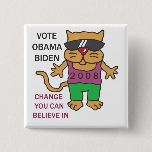 COOL CATS STEMMEN OBAMA VIERKANTE BUTTON 5,1 CM (Voorkant)