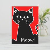 Cool Cats Verjaardagsfeest - Zwarte Cartoon Kat Kaart (Staand voorkant)