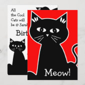 Cool Cats Verjaardagsfeest - Zwarte Cartoon Kat Kaart (Voorkant / Achterkant)