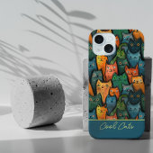 Cool Cats Waterverf Kleurrijk iPhone 15 Case