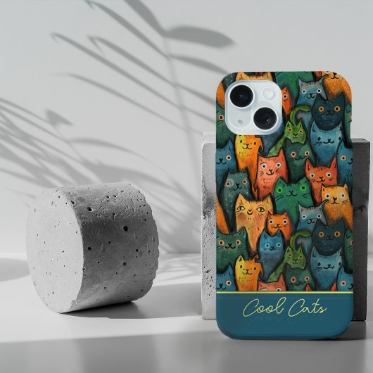 Cool Cats Waterverf Kleurrijk iPhone 15 Case