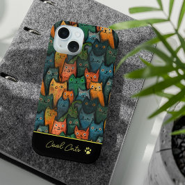 Cool Cats Waterverf Kleurrijk Zwart iPhone 15 Case