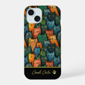 Cool Cats Waterverf Kleurrijk Zwart iPhone 15 Case (Achterkant)