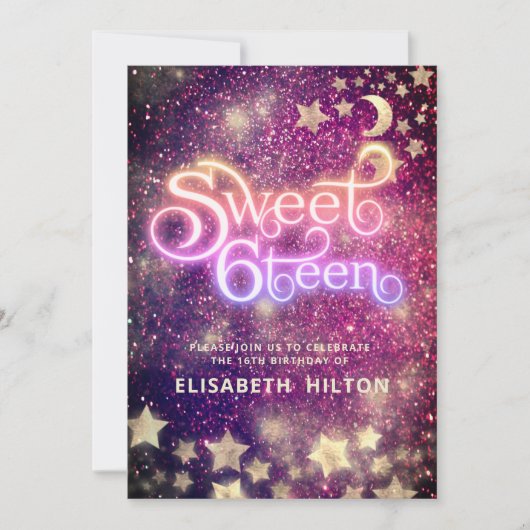 Cool Celestial maan en sterren typografie zoet 16 Kaart (Voorkant)