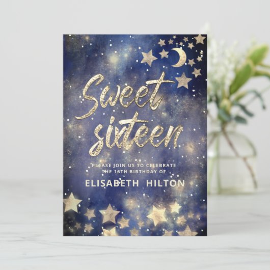 Cool Celestial maan en sterren zoet zestien Kaart (Staand voorkant)