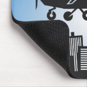 Cool Cessna vliegt in blauwe lucht boven de stad, Muismat (Hoek)