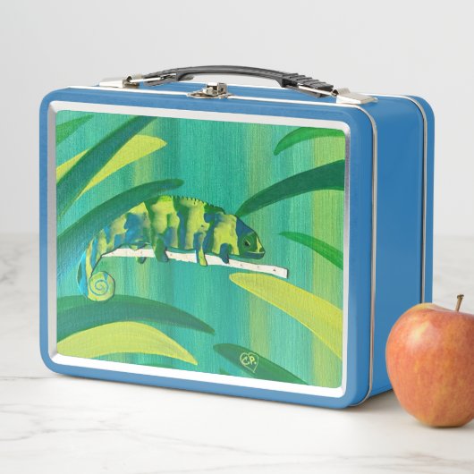 Cool Chameleon Art on Metal Lunch Boxes (In situ)