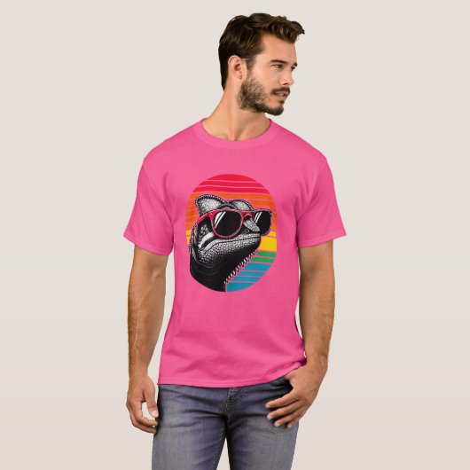 Cool Chameleon Reptile Sunset Zonnebril 7 T-shirt (Voorkant volledig)