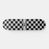 Cool Checkered Black and Grey Name Initialen Persoonlijk Skateboard (Horizontaal)