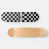 Cool Checkered Black and Grey Name Initialen Persoonlijk Skateboard (Horizontaal)
