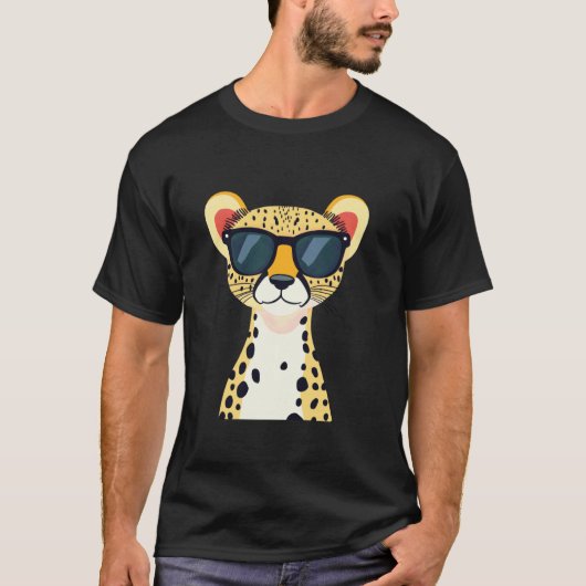 Cool Cheeta Met Zonnebril Design T-shirt (Voorkant)
