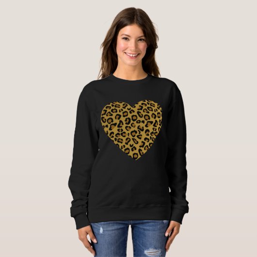 Cool Cheetah Leopard Print Heart Trui (Voorkant volledig)