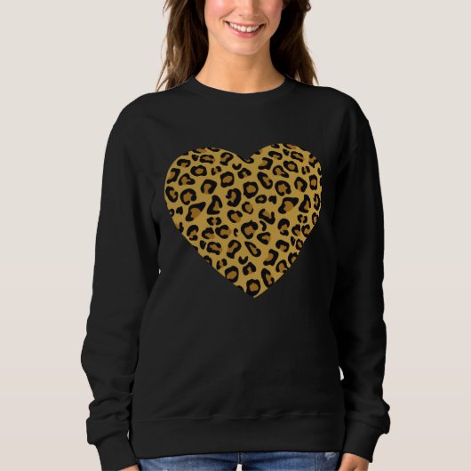 Cool Cheetah Leopard Print Heart Trui (Voorkant)