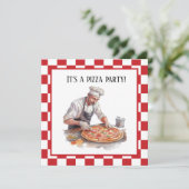 Cool chef pizza feest kaart (Staand voorkant)