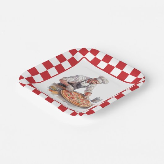 Cool chef pizza feest papieren bordje (Gebogen)
