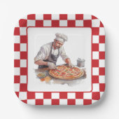 Cool chef pizza feest papieren bordje (Voorkant)