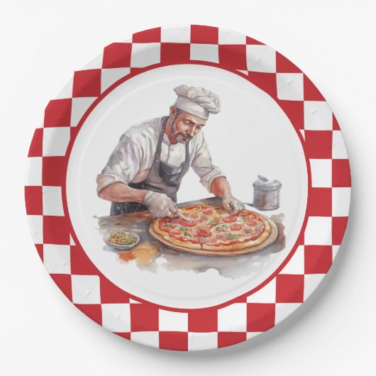 Cool chef pizza feest papieren bordje (Voorkant)