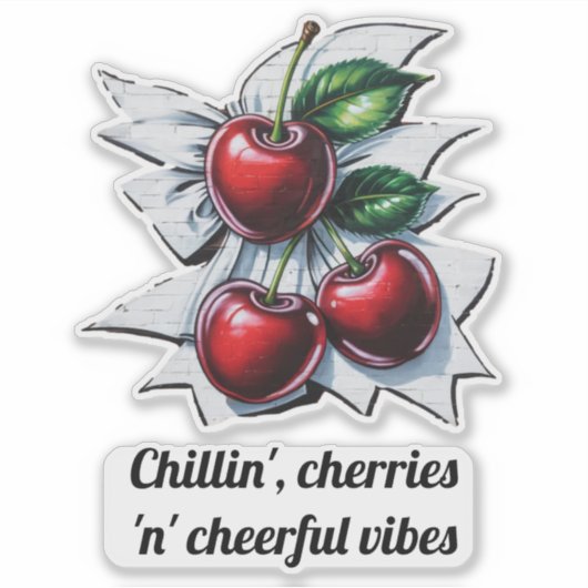 Cool Cherries vrolijke Vibes Summer Street Art Sticker (Voorkant)