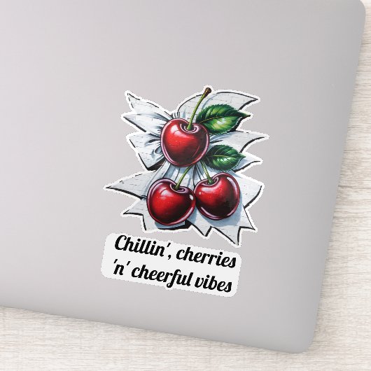 Cool Cherries vrolijke Vibes Summer Street Art Sticker (Detail)