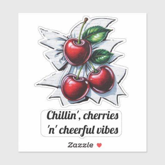 Cool Cherries vrolijke Vibes Summer Street Art Sticker (Vel)