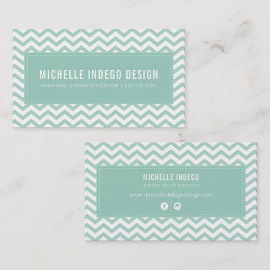 COOL CHEVRON PATROON preppy modern mint groen Visitekaartje (Voorkant / Achterkant)