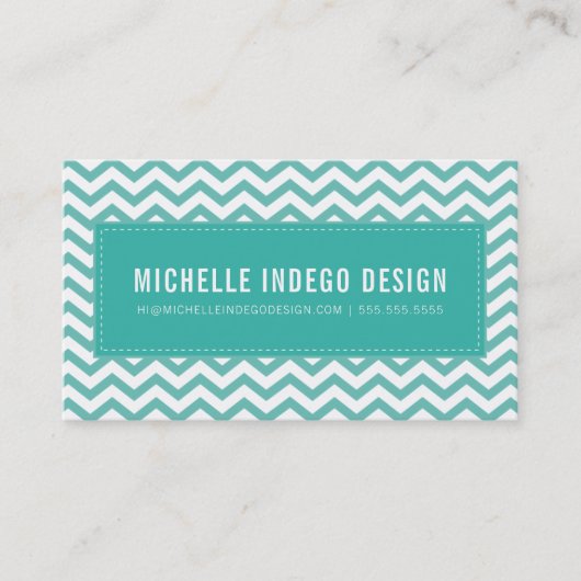 COOL CHEVRON PATROON preppy moderne jade groen Visitekaartje (Voorkant)