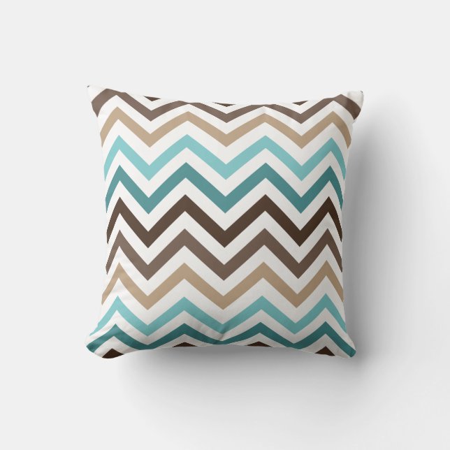Cool Chevron Pattern Zig Zag Blue Brown Kussen (Voorkant)