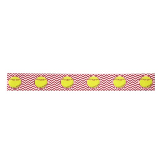 Cool Chevron Softball Party Ribbon Satijnen Lint (Voorkant)