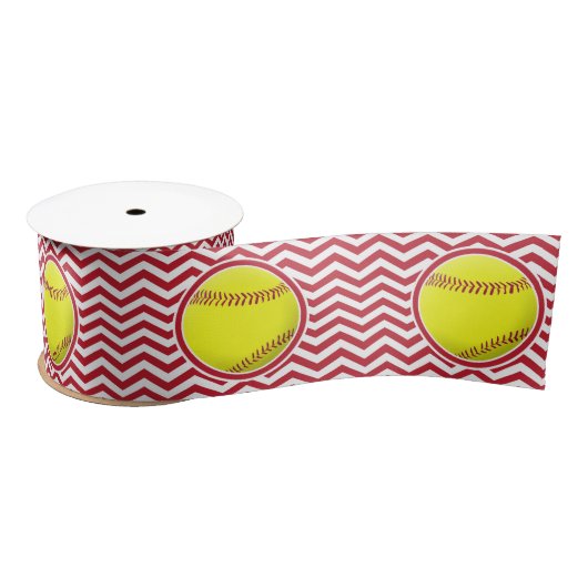 Cool Chevron Softball Party Ribbon Satijnen Lint (Spoel)