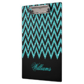 Cool chevron zigzag pauock blue faux glitter klembord (Links)