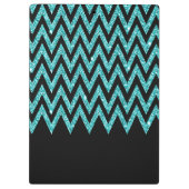 Cool chevron zigzag pauock blue faux glitter klembord (Achterkant)