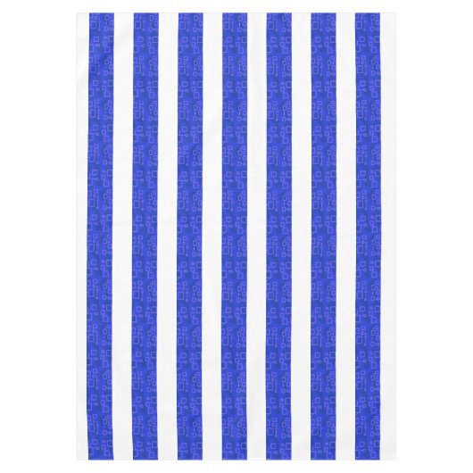 Cool Chic Blauw Geometrische Strepen Tafelkleed (Voorkant)