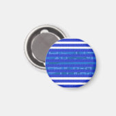 Cool Chic Blue geometrische strepen Magneet (Voorkant / Achterkant)