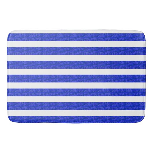 Cool Chic Blue Geometrische Stripes Badmat (Voorkant)
