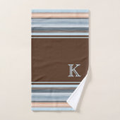 Cool Chic Brown Slate Blauw Grijze Strepen Bad Handdoek (Handdoek)