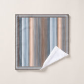 Cool Chic Brown Slate Blauw Grijze Strepen Bad Handdoek (Wasdoekje)